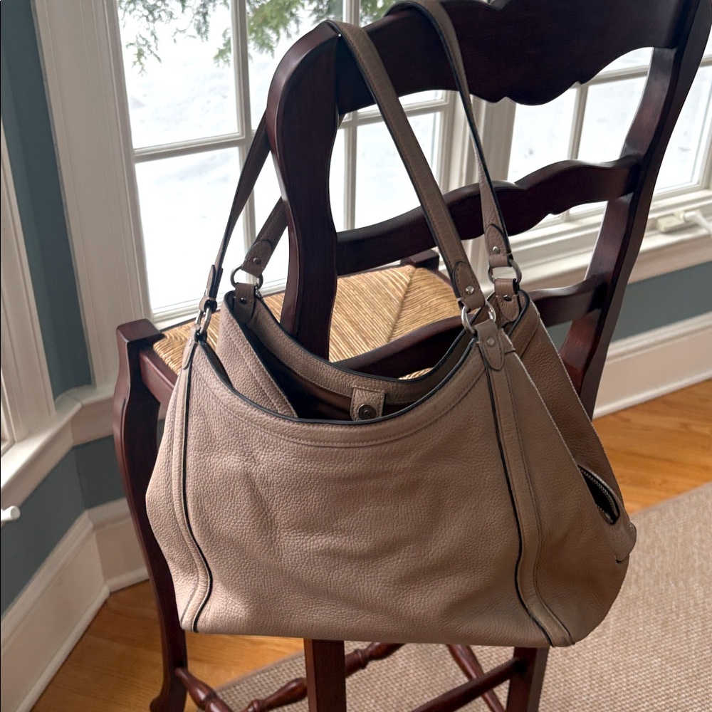 Coach Kristy Pebbled-Leather Beige Hobo Shoulder Bag - Like New!